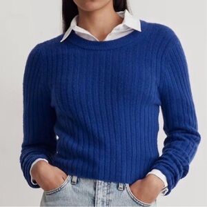 Madewell - Royal Blue Ribbed Crew Neck Sweater